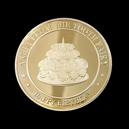 BRADOC Aranyfog Tündér, aranyozott fém érme párna alá, 4 cm TORT