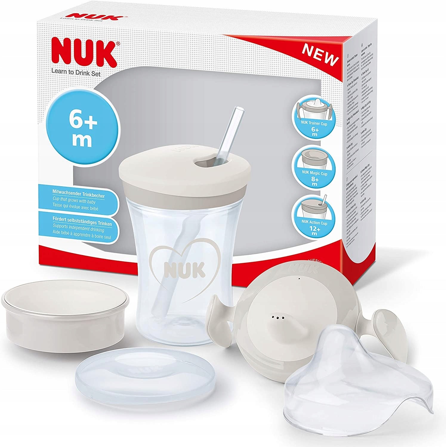 NUK zestaw do nauki picia kubek + 3 ustniki