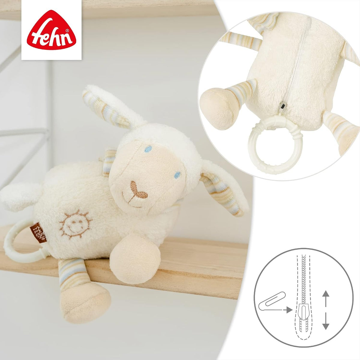 FEHN musical plush hanging toy SHEEP 17 cm Brahms' Lullaby