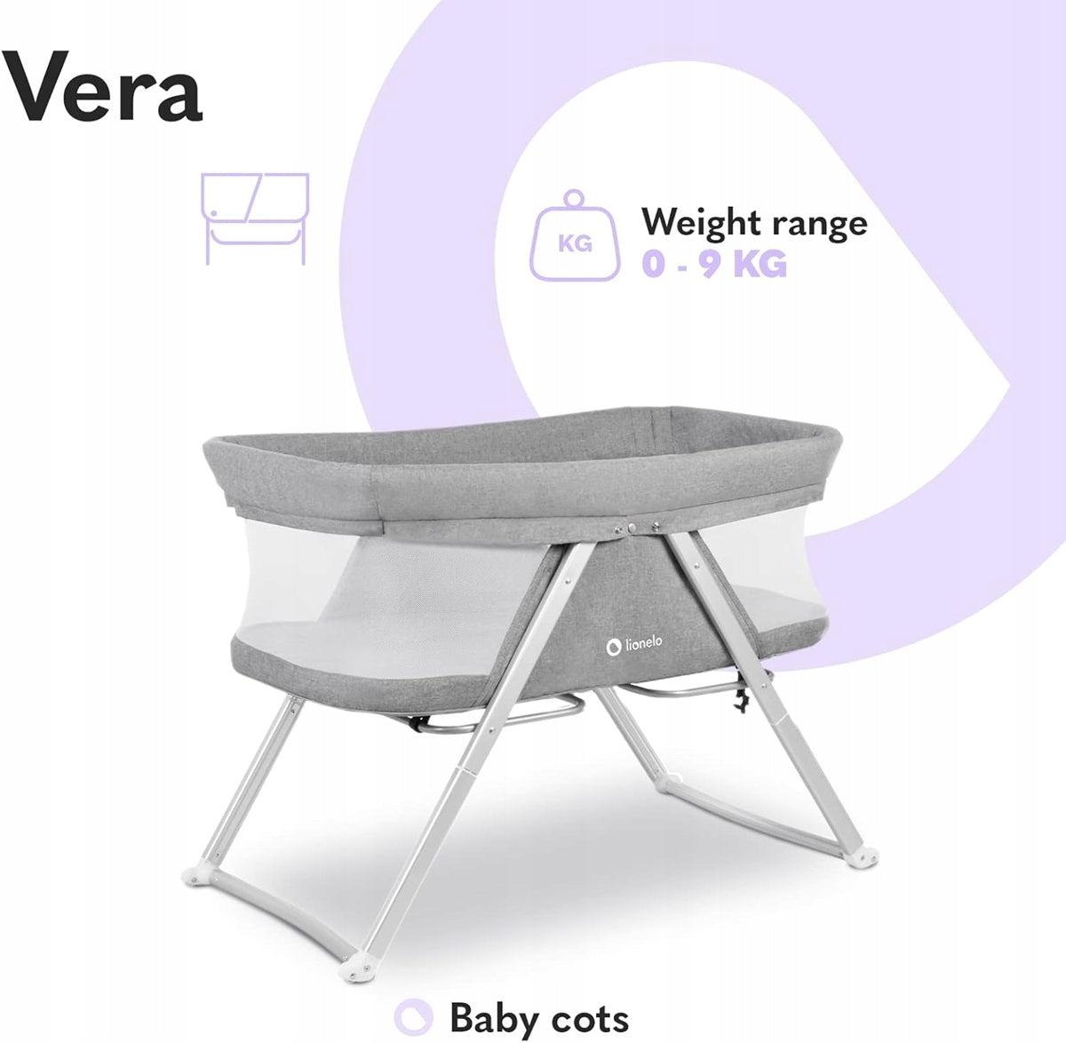 LIONELO VERA 3 az 1-ben összecsukható utazóágy 9 kg-ig