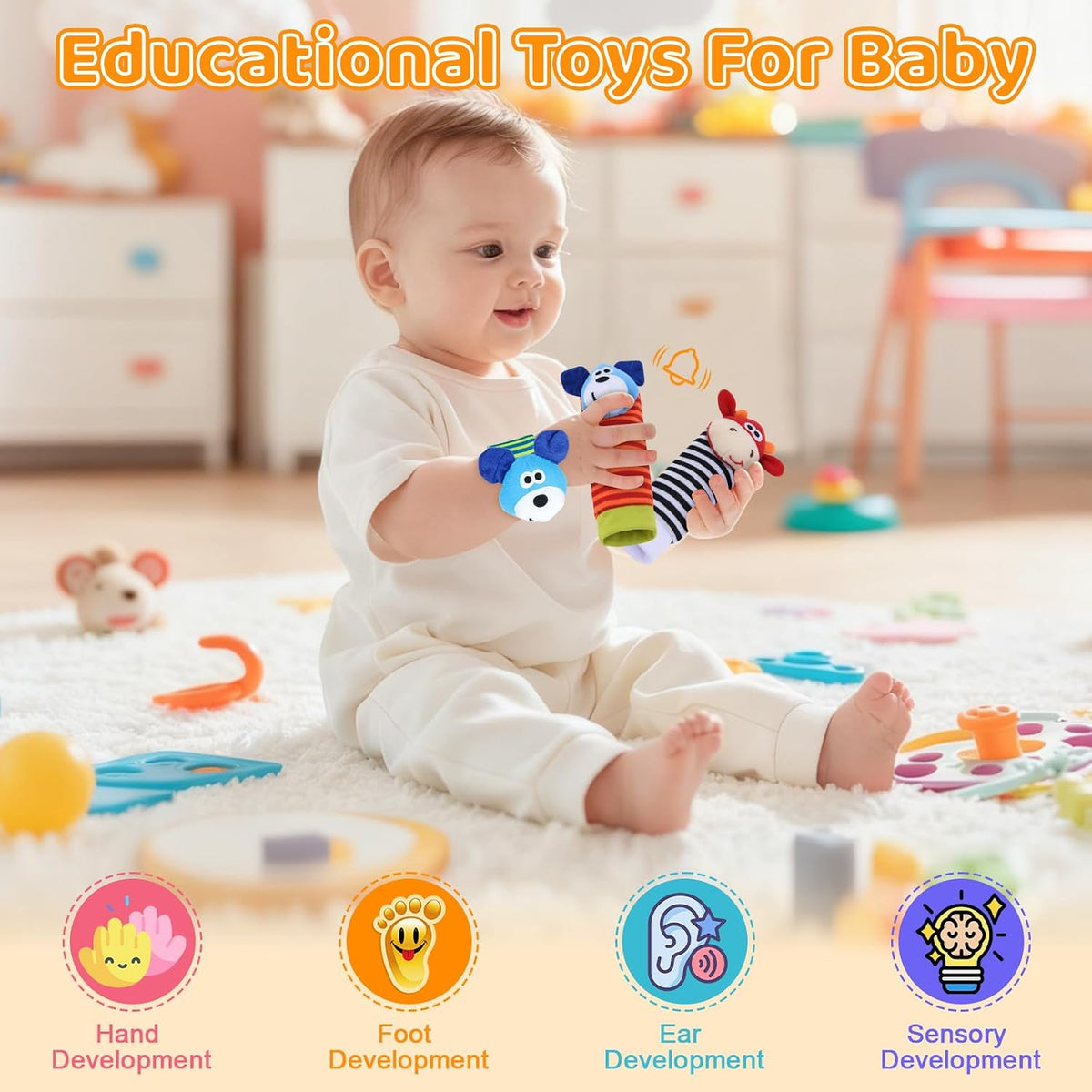 VICLOON brățări pentru încheieturi și șosete cu zornăitoare x 4