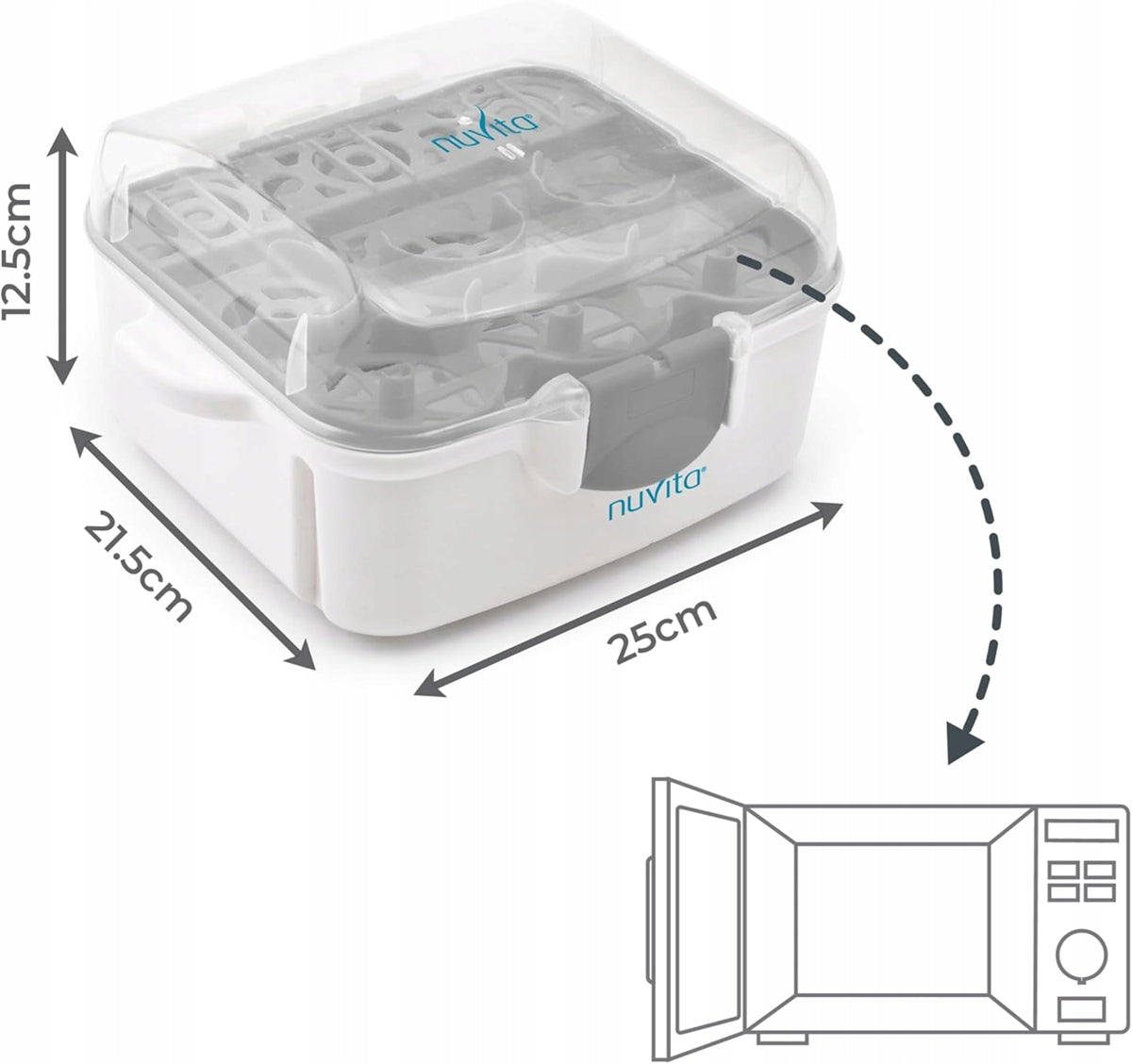 NUVITA 1085 stérilisateur micro-ondes pour 3 biberons et accessoires