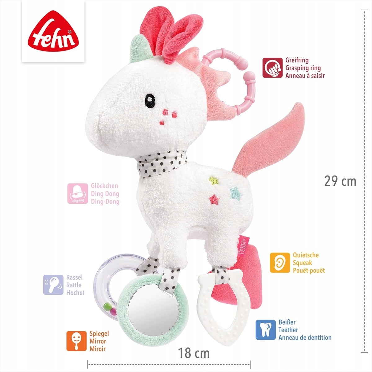 FEHN Aiko&Yuki Anhänger mit Rassel und Greifring für Kinderwagen, Babyschale