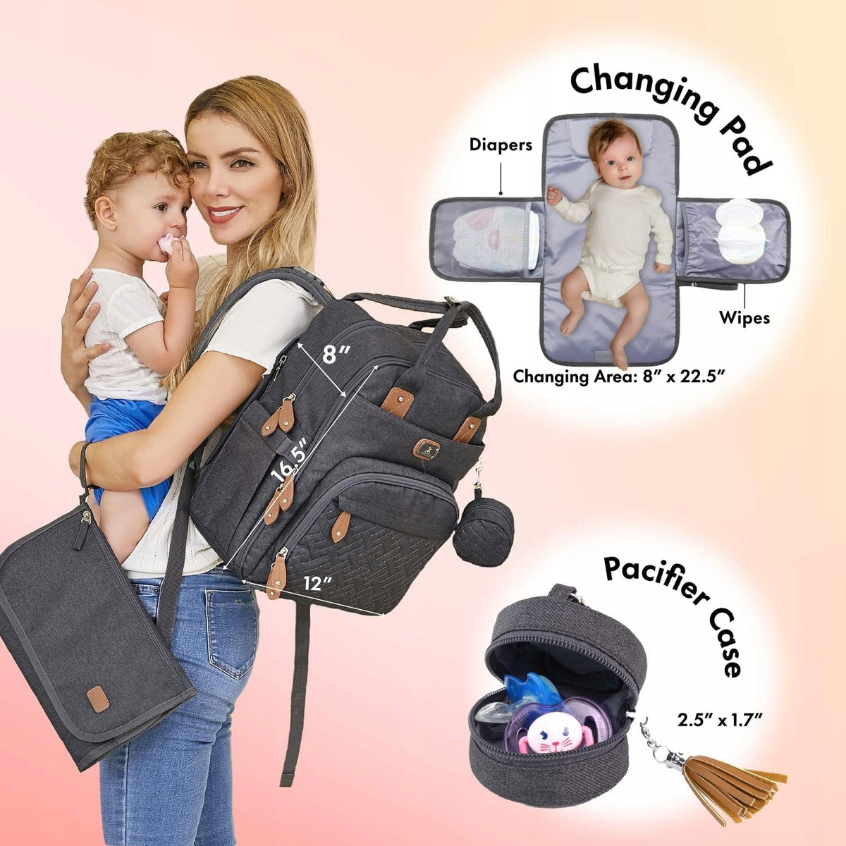 DIKASLON rugzak voor kinderwagen met accessoires