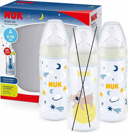 NUK NIGHT lot de 2 biberons 300 ml CONTRÔLE DE TEMPÉRATURE