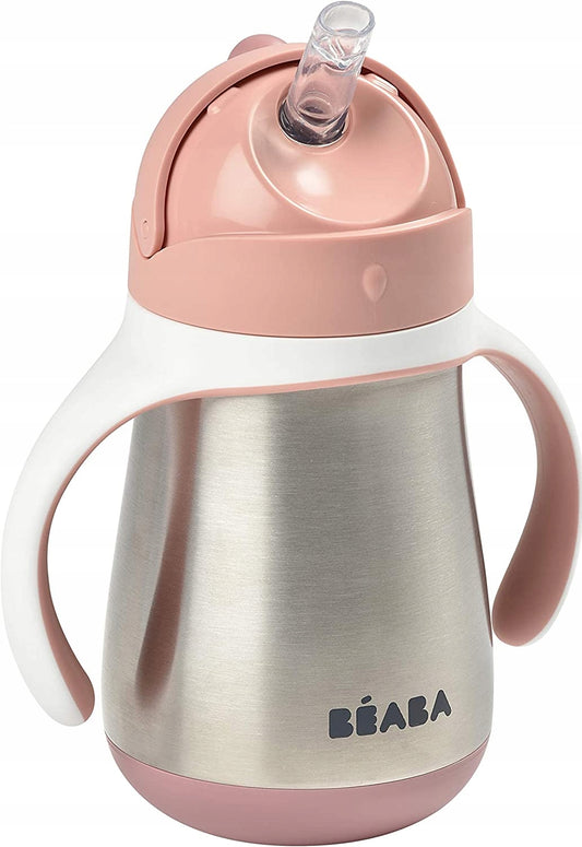 BEABA szivószálas, cseppmentes acél bögre 250 ml