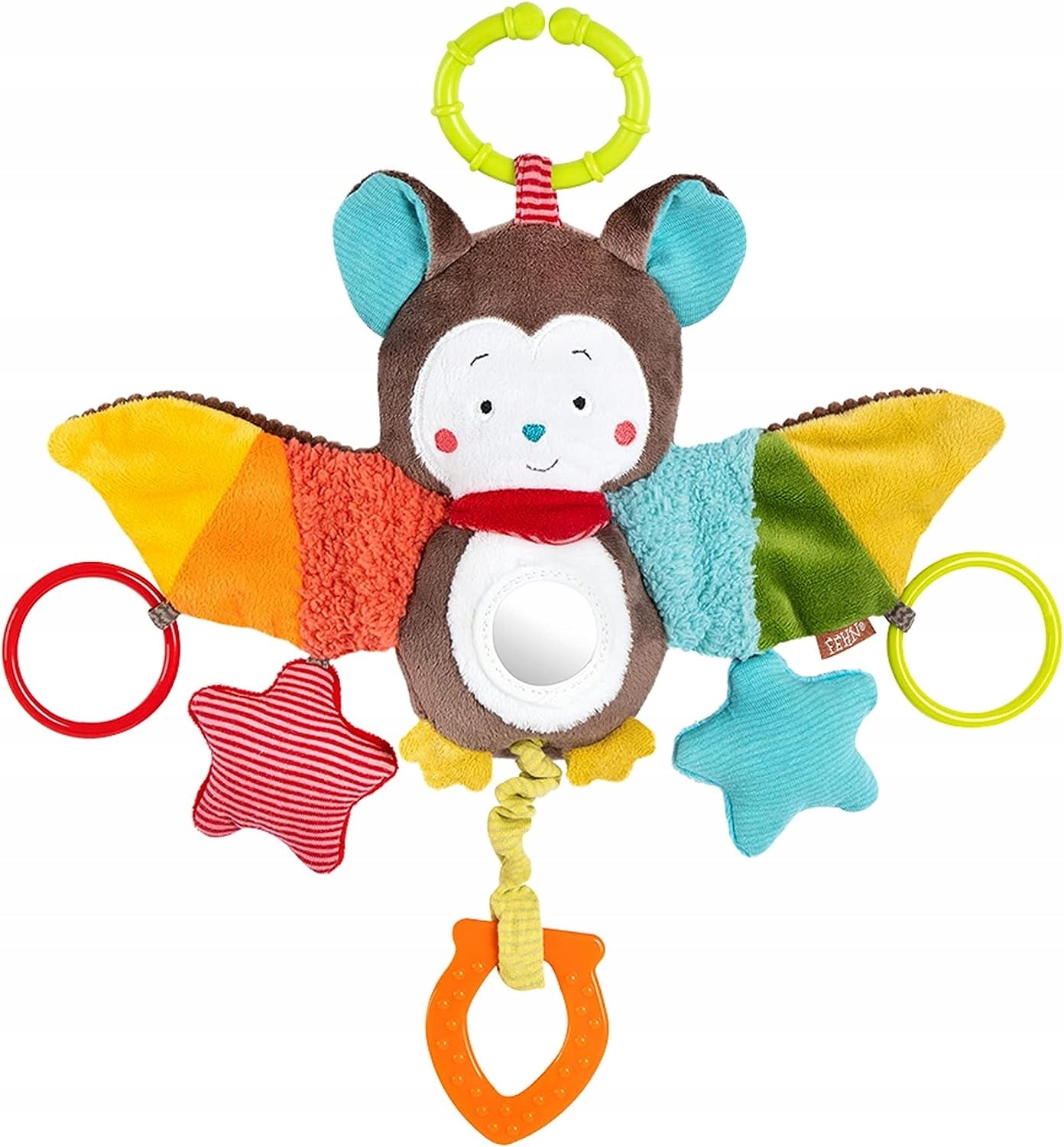FEHN stroller and car seat hanging toy with rattle and clip, BAT 29 cm