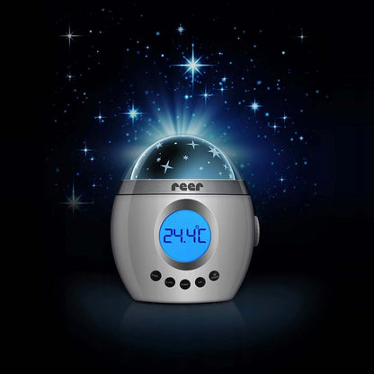 REER My Magic Starlight projektor pozytywka lampka z projekcją gwiazd, budzikiem i termometrem