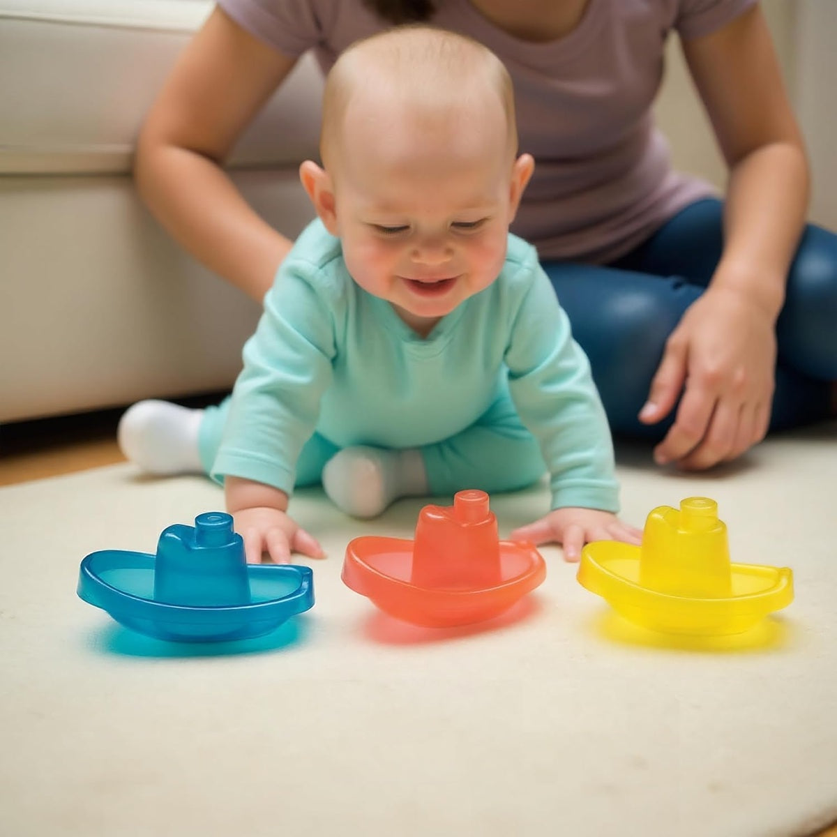 PLAYGRO Bright Baby Boats fürdőjáték, 3 csónak 11 cm