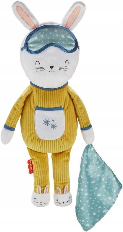 FISHER-PRICE króliczek usypianka Zaśnij Ze mną pluszowa zabawka z opaską na oczy i kocykiem, 18 m+