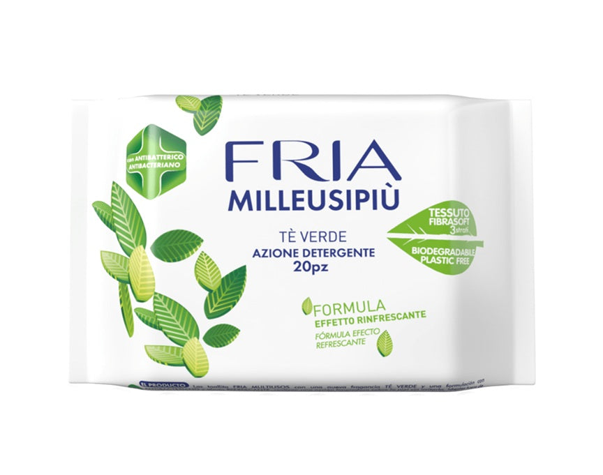 FRIA Milleusi Piu háromrétegű nedves törlőkendő zöld tea 20 db