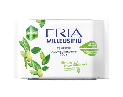 FRIA Milleusi Piu háromrétegű nedves törlőkendő zöld tea 20 db
