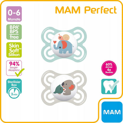 MAM Perfect smoczek uspokajający x2 0-6msc+ box