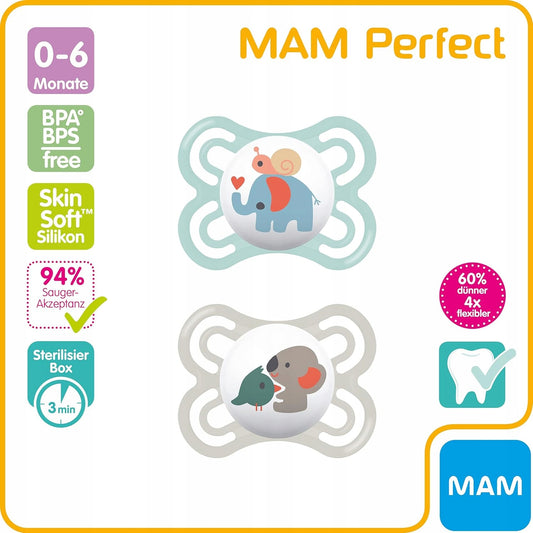 MAM Perfect sucette apaisante x2 0-6mois+ boîte