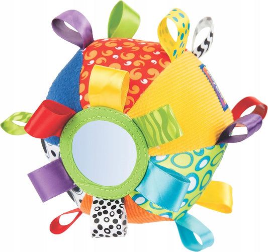 PLAYGRO Loopy Loops senzorická plyšová lopta so zrkadielkom a rolničkou
