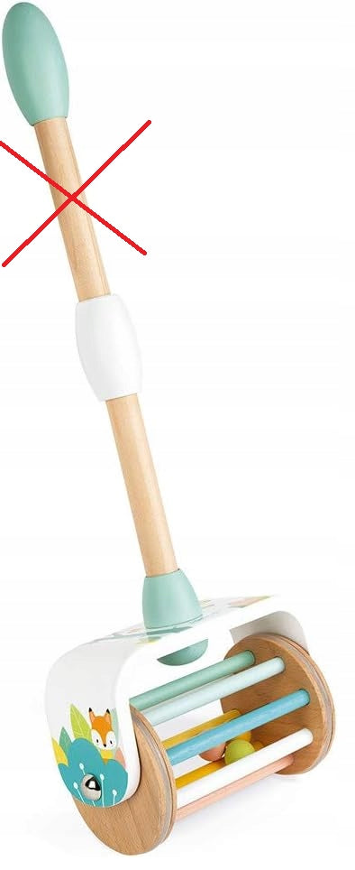 JANOD Pure drewniany pchacz z grzechotką 30 cm