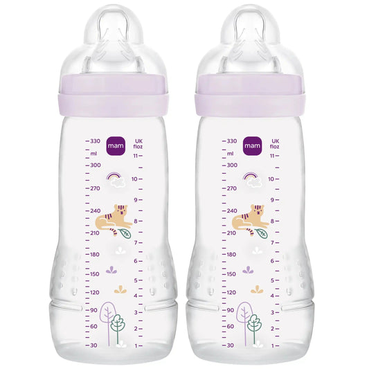 MAM Easy Active cumisüvegkészlet, 2 × 330 ml, 4 hónapos kortól, 3-as etetőcumival, TIGRIS