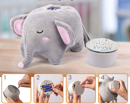 MOMCOZY Sternenprojektor Kuscheltier 15 Melodien & Geräusche 13x19 cm ELEFANT