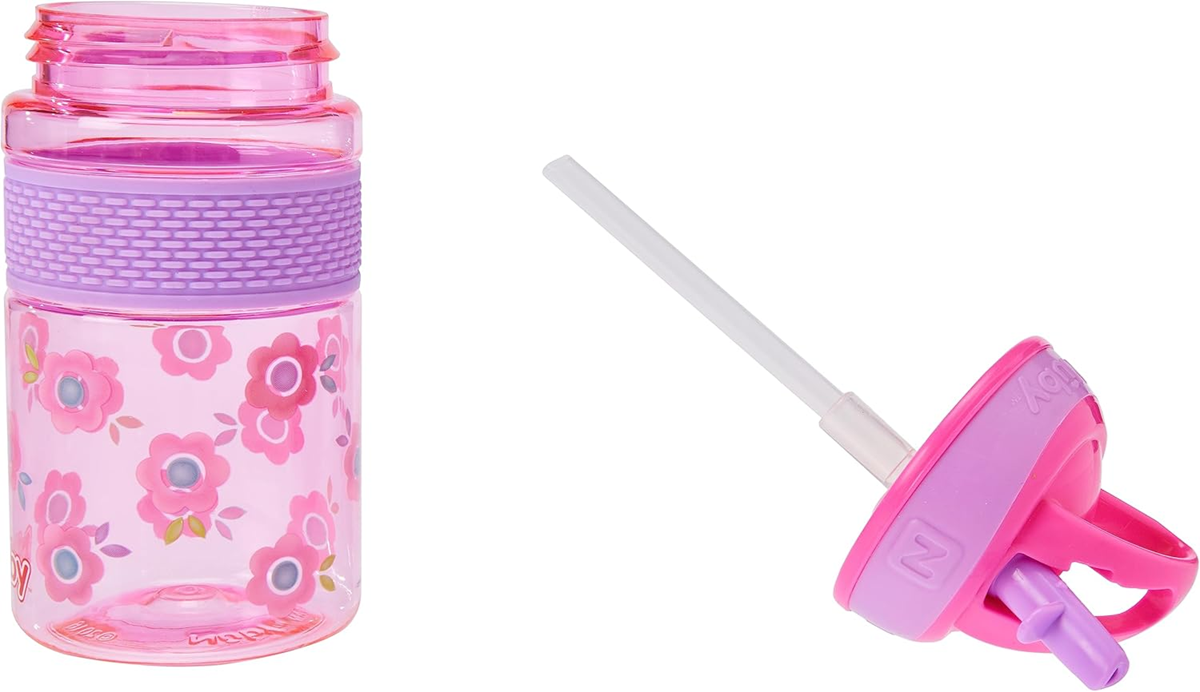 NUBY Hard Straw Cup bottle with flower motif