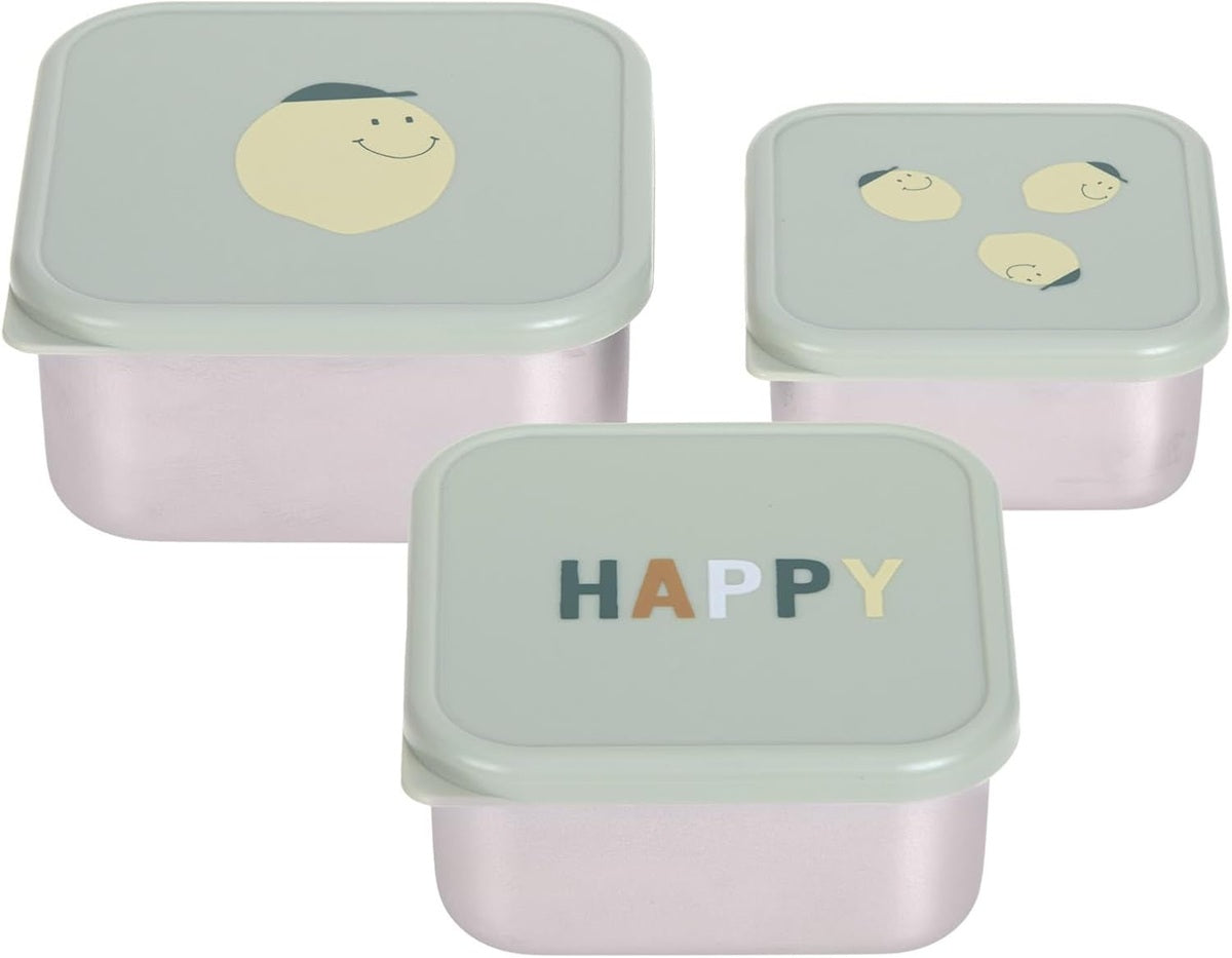 LASSIG Snackbox acél uzsonnás dobozok x3