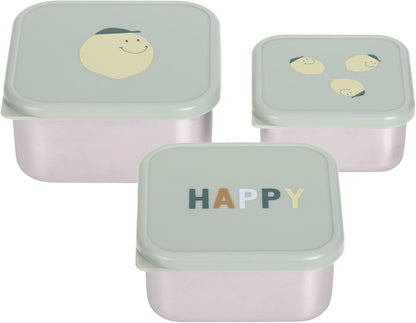 LASSIG Snackbox acél uzsonnás dobozok x3