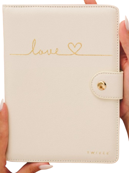 TWIVEE Love husă pentru card de sarcină din piele ecologică 15,5 x 21 cm