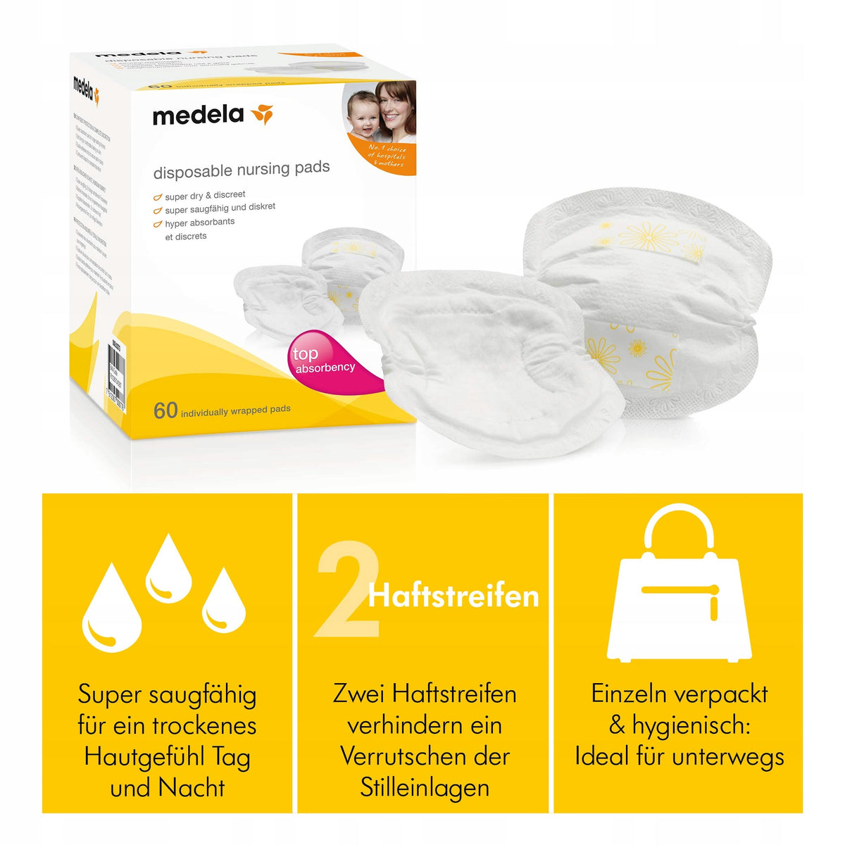 MEDELA Safe&Dry szoptatási betétek 60 db SUPER