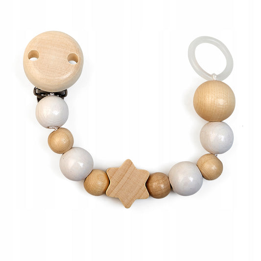 Colgante de madera para chupetes 19 cm ESTRELLA