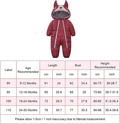 JIAMY winter hooded snowsuit 12–18 months 90