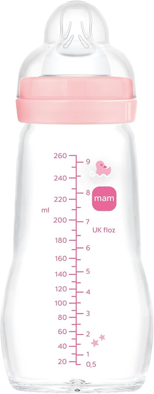 MAM Feel Good glass bottle 260 ml teat 2 medium flow 2 m+ DUCK