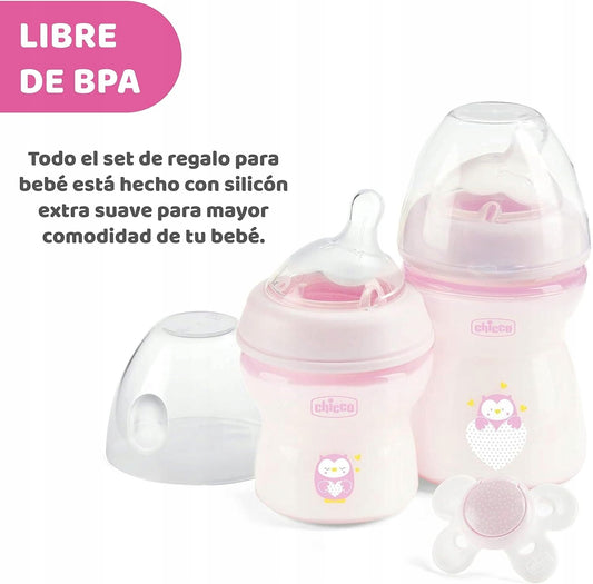 CHICCO sada NaturalFeeling láhev 150 250 ml + dudlík 0+
