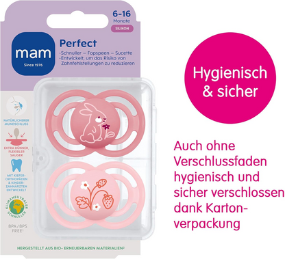 MAM Perfect fopspeen x2 6-16 maanden SILICONE