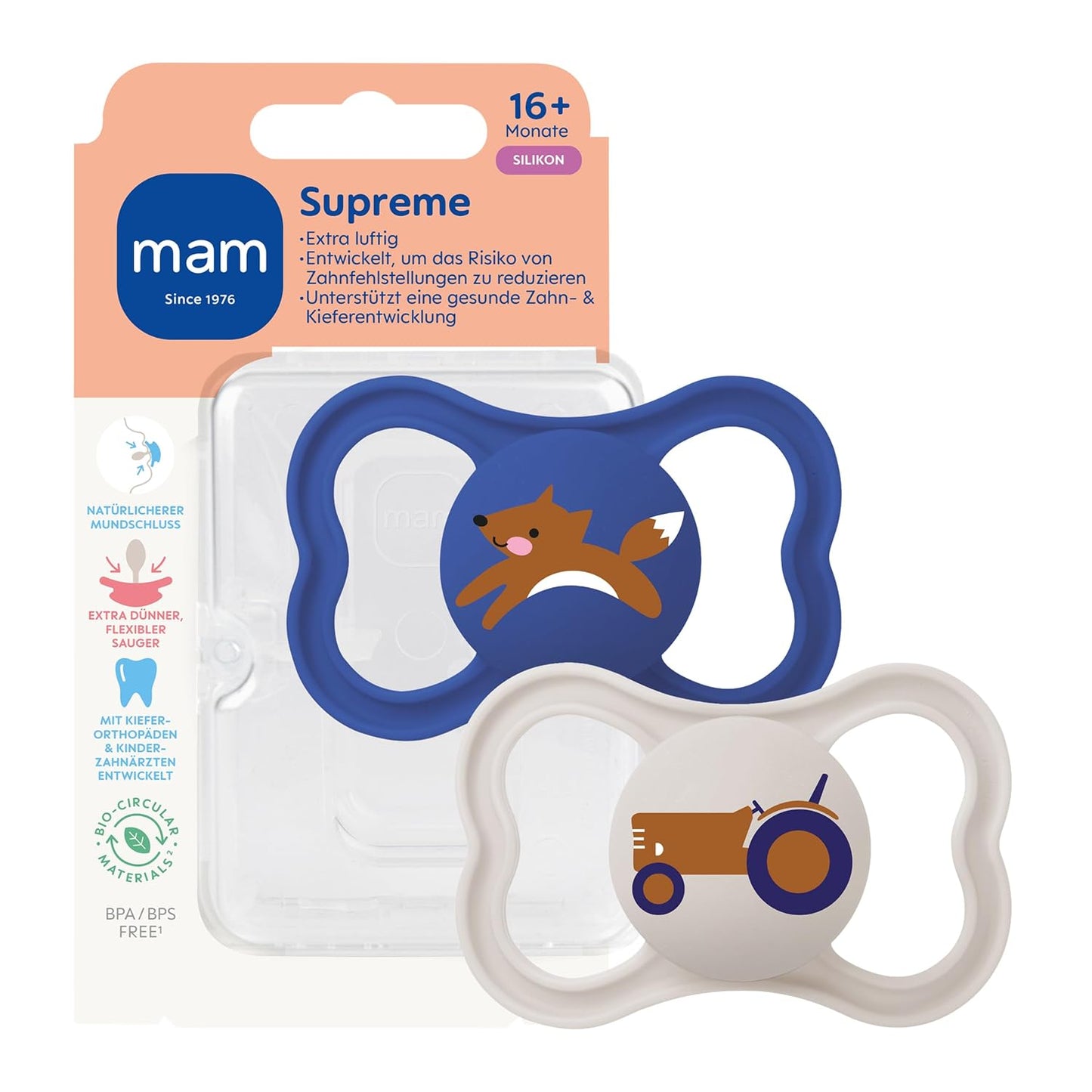 MAM Supreme smoczek uspokajający silikonowy x2 16m+