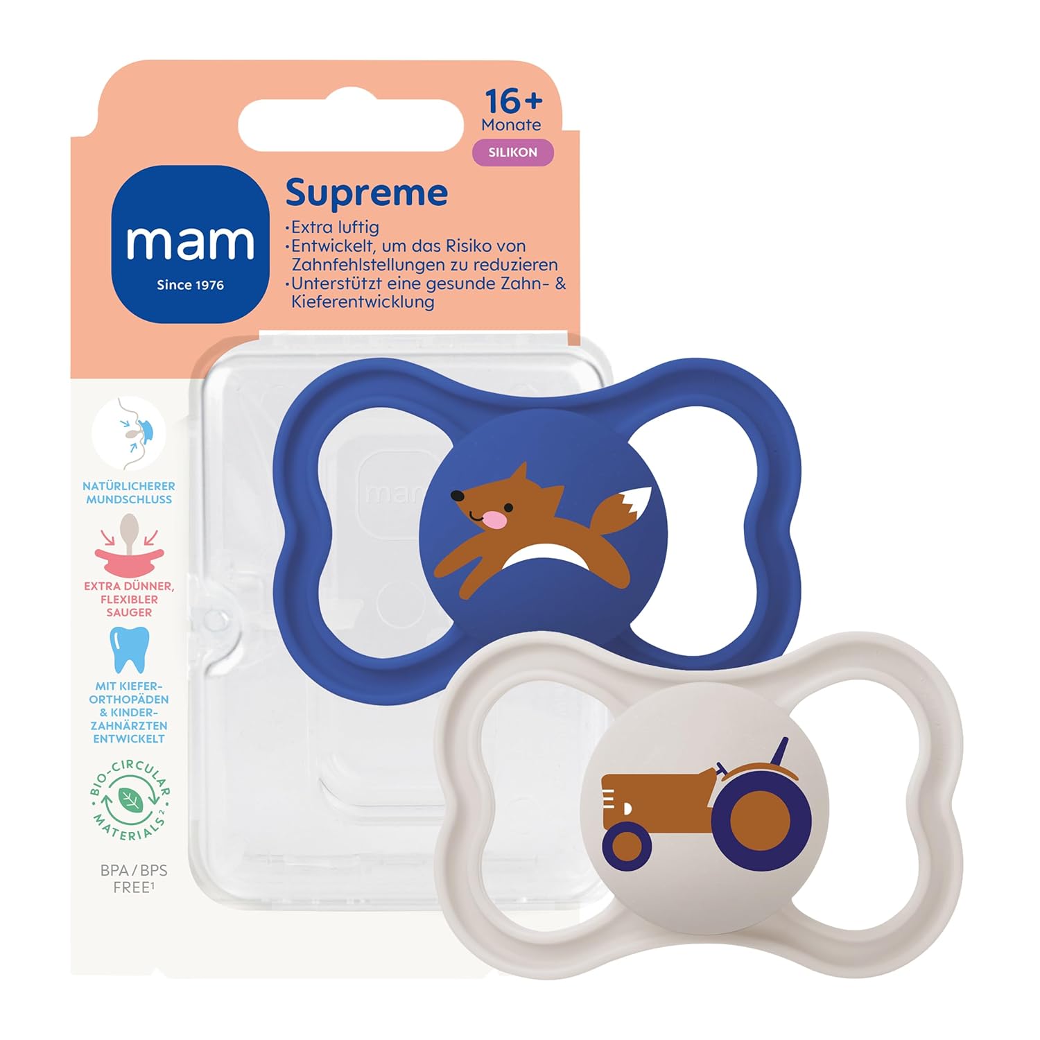 MAM Supreme smoczek uspokajający silikonowy x2 16m+