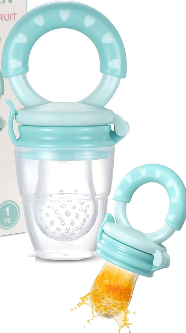 BEBI BORN Beißring Fruchtsauger für Babys 3-24m 3 Mundstücke