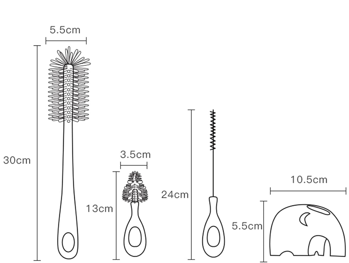 BEBAMOUR 3-in-1 brushes for cleaning bottles, pacifiers and sippers
