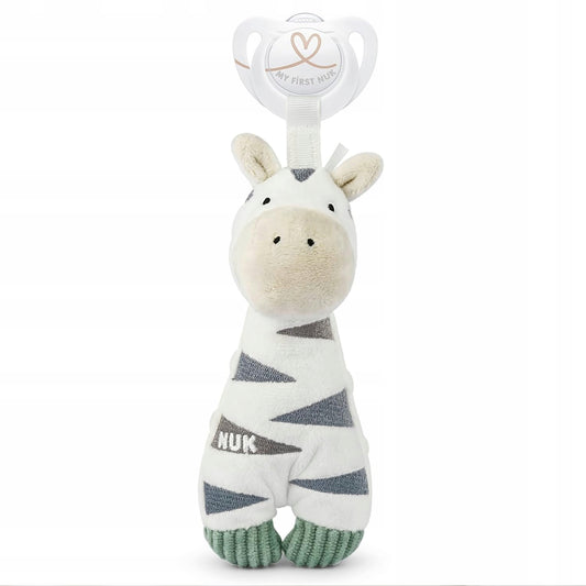 NUK Little Friend nyugtató cumi plüss játékkal ZEBRA 0–6 hónap