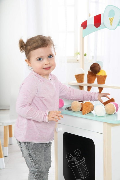 ROBA Plüsch-Eis-Set mit Magneten, 3 Waffeln, 6 Kugeln