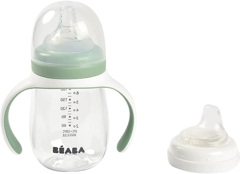 BEABA Training Bottle 2-in-1 sippy cup with two spouts, 210 ml, 4+ months