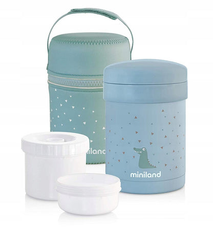MINILAND Thermetic termos pentru prânz 700 ml + 2 recipiente și husă cu mâner