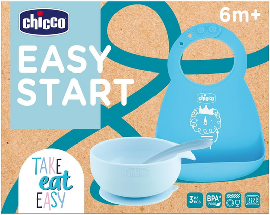 CHICCO Set Easy Start de silicona con cuchara y babero