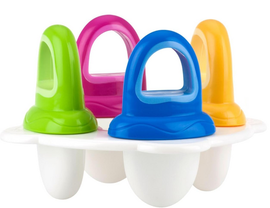 NUBY cumisüveg-cumi alakú jégkrémforma, 4 darab + fagyasztótálca