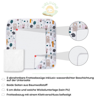 BALBINA alfombrilla suave para cambiador con funda intercambiable 70x60