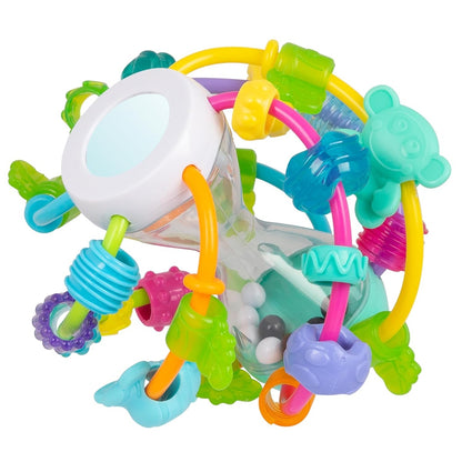 PLAYGRO Play and Learn Ball Beißring Greifling mit Rassel und Spiegel 14 cm