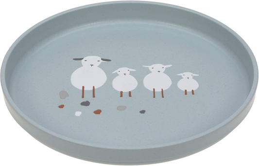LASSIG Tiny Farmer biokompozit tányér, 2 db, 18 cm, 6 hónapos kortól, BÁRÁNYOK