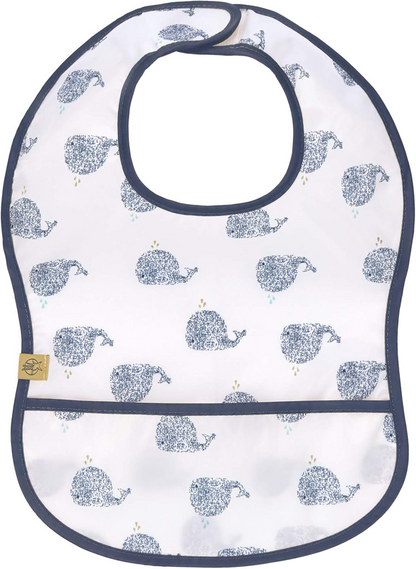 LASSIG plastic bib with hook-and-loop fastening and pocket, 6–24 months