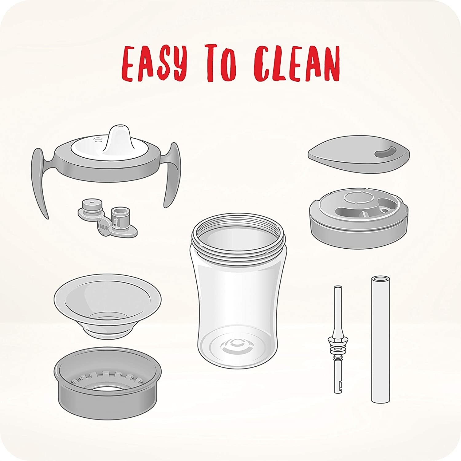 NUK drinking training set, cup + 3 spouts