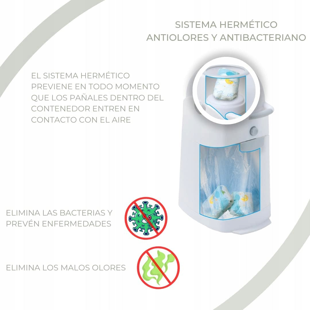 DIAPER CHAMP cestino per pannolini PER SACCHETTI DELLA SPAZZATURA +/-30 pezzi