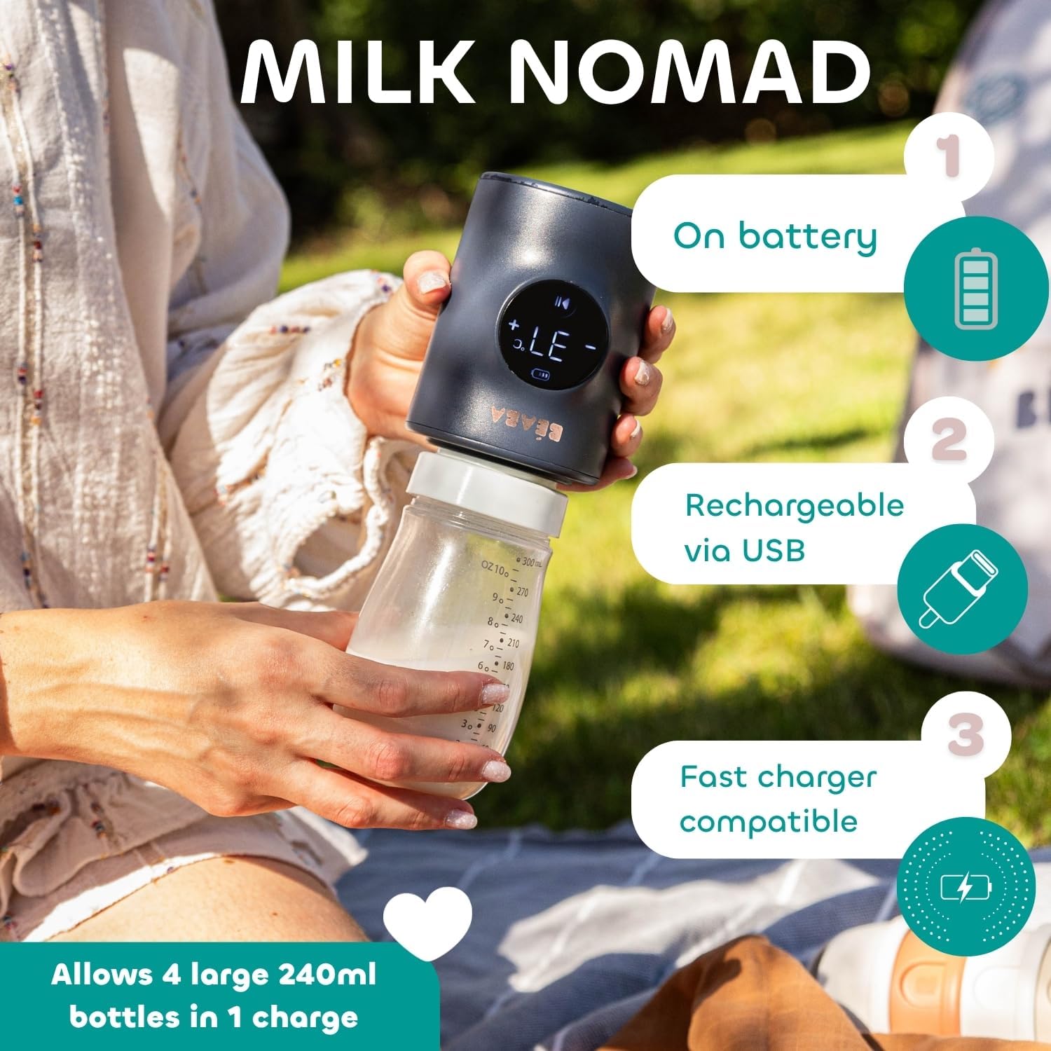BÉABA Milk Nomad hordozható cumisüveg-melegítő