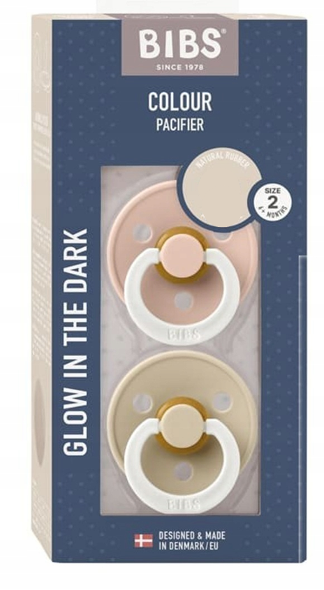 BIBS KLEUR GLOW dummies 2pak rubber 6msc+ LIGHT